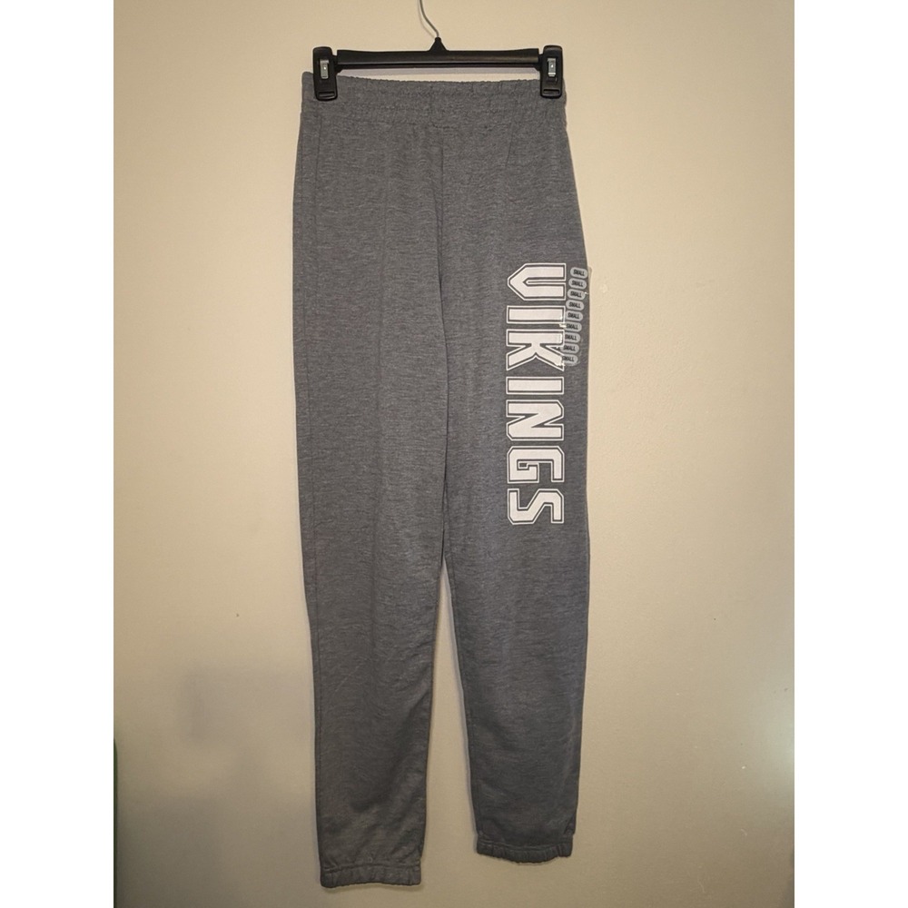 New NFL‎ Minnesota Vikings LOGO Charcoal Grey Sweat Pants Unisex Size Small